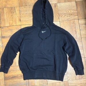 Nike Men's Black Hoodie with White Logo